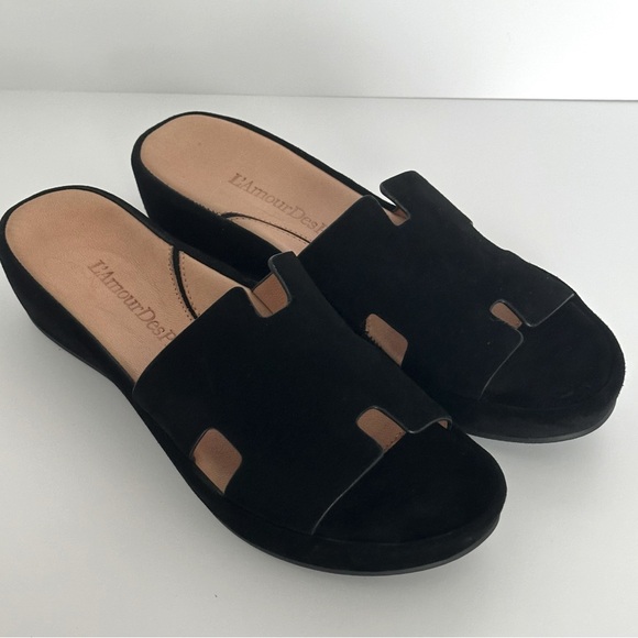 L'Amour Des Pieds Women's Catiana Heeled Sandals - Leather Wedge Sandals With Memory Foam | Casual Slip-On Comfort Shoes
